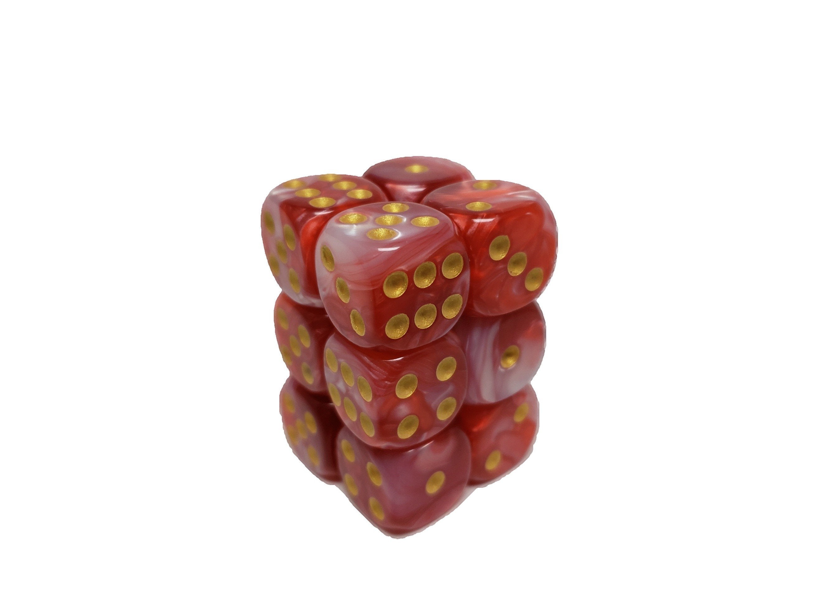 Red+White 12 count 12mm Blend D6 Pip Dice | Gear Gaming Bentonville